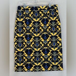 Brixon Ivy Yellow and Blue Patterned Pencil Skirt Size XL